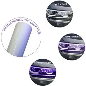 Fotocrômico branco cor mudança roxo preto auto farol decoração camaleão PPF filme TPU carro lâmpada filme