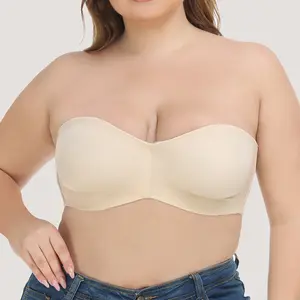 34 36 38 40 42 44 46 bcdefa Cup tanpa spons tanpa tali untuk wanita Non-Slip Bra Tube Top Bra Halus ukuran besar pakaian dalam pernikahan