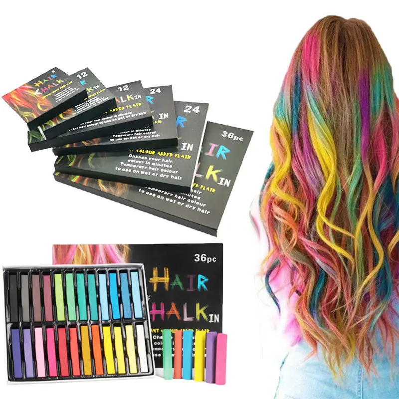 Amazon Hot sale Hair Chalk Temporary washable hair dye For Kids Hair Chalk comb Tiza para el cabello Craie pour les cheveux