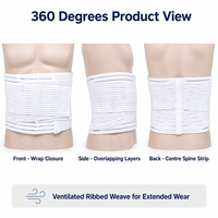 Ceinture abdominale post-chirurgicale blanche avec bande élastique côtelée pour le dos et sangles de compression superposées