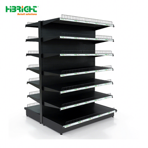 Estanterías Metálicas Negras de Doble Cara para Góndolas de Supermercado - Product Image 1