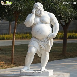 Statua in marmo <span class=keywords><strong>di</strong></span> un uomo grasso e allegro, scolpita a mano, per decorare il giardino o la casa - Product Image 1