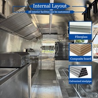 Glänzend Schwarzer 2-Achsen-Imbissanhänger mit Doppel-Klappfenstern & Vollständigem Edelstahl-Interieur für Straßen-BBQ und Fast-Food-Verkauf