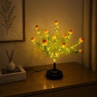 Lampu Bunga Hydrangea Pink Buatan LED, Lampu Dekorasi Bercahaya Putih Hangat untuk Dalam Ruangan, Dioperasikan dengan Baterai USB, untuk Thanksgiving