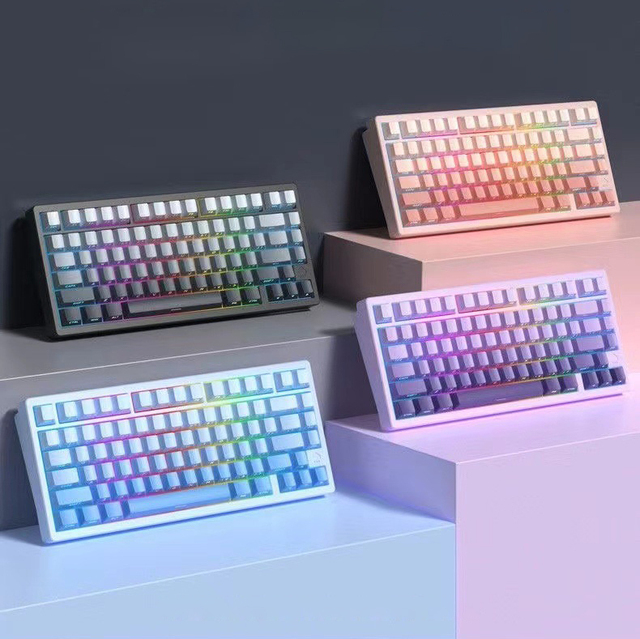 Scratch-proof Gradient 134 Key Gaming Keycaps,Semi Transparent Side Engraved Character Keycaps,Oem Height Double Key Caps