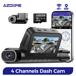 Caméra <span class=keywords><strong>embarquée</strong></span> AZDOME M660 4 canaux avec carte TF 64 Go, Wifi 5G, GPS, Bluetooth, 2K+1080P+1080P+1080P, commande vocale, boîte noire pour <span class=keywords><strong>voiture</strong></span> - Product Image 1