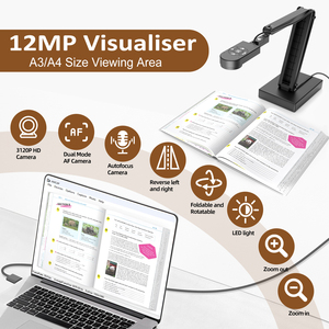 กล้องถ่ายเอกสาร USB 12MP และเว็บแคม 4K พร้อมซูมดิจิตอล โฟกัสอัตโนมัติ ไมโครโฟนในตัว ไฟ LED สำหรับขนาด A3 เหมาะสำหรับการเรียนทางไกล - Product Image 2