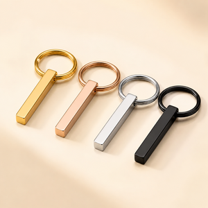 Portachiavi in acciaio inossidabile inciso di alta qualità, barra verticale 3D a 4 lati, logo personalizzato, impermeabile, regalo <span class=keywords><strong>vintage</strong></span> per coppia, OEM ODM - Product Image 1