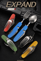 Couteau de randonnée multi-outils pliable et écologique en acier inoxydable pour 6 personnes, idéal pour le camping et les voyages