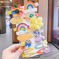 Lot de 14 pinces à cheveux fantaisie en forme d'arc-en-ciel, faites à la main, pour filles et enfants, accessoires capillaires mignons, coffret cadeau