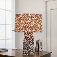 Lampe de table moderne et simple pour la lecture et l'étude, abat-jour en tissu imprimé léopard, douille E14, alimentation électrique pour salle de lecture