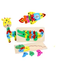 Kleine Size Best-Selling 3D Dier Houten Puzzel Cartoon Dinosaurus Puzzel Pop Diy Puzzel Kids Gift Educatief Speelgoed voor Kind