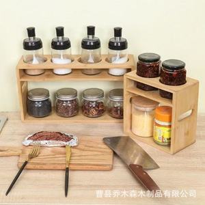 Bamboo Multifunctional Storage <b>Rack</b> 2 Tier Desktop Organizer <b>For</b> Kitchen <b>Spice</b> <b>Jars</b> And Bottles - Product Image 5