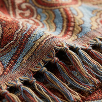 Plaid vintage jacquard Paisley à franges, en fausse fourrure de lapin, motif ethnique, pour canapé, lit, style bohème rustique, Europe, pour la maison