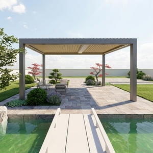 Pergola bioclimatique en aluminium pur, anti-corrosion, résistante aux intempéries, pour villa côtière, extérieur, imperméable, <span class=keywords><strong>toit</strong></span> à lamelles réglables - Product Image 3