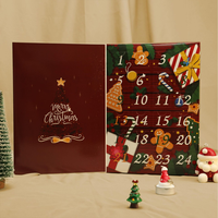 Caja Sorpresa Navideña Personalizada con Forma de Libro, Calendario de Adviento Navideño, Caja de Papel con 24 Ventanas Perforadas para las Fiestas