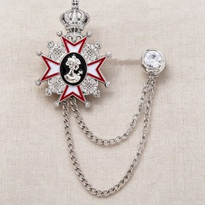 Broche de estilo británico europeo y americano para hombre con cadena de borlas, accesorio de flor para el pecho a la moda para trajes. - Product Image 6
