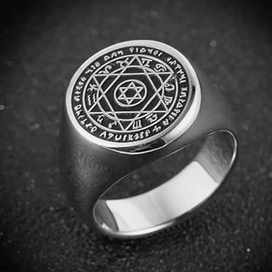 Sigillo talismano <span class=keywords><strong>di</strong></span> Solomon Hexagram 12 zodiaco <span class=keywords><strong>anello</strong></span> in acciaio inossidabile riempito nero smalto faccia 20mm - Product Image 5