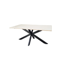 Table de bureau sur pied en ardoise blanche brillante de montagne de neige 8 places en marbre