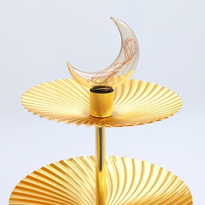 Seving Dates Nuts Snacks Galletas Ramadan Eid Decoración 2 Capas Ramadan Holder Tray con luz - Product Image 2