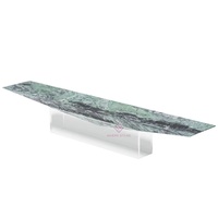 Ensemble de console en marbre de jade nuage de conception haut de gamme, support TV en pierre naturelle italienne personnalisé pour salon de luxe