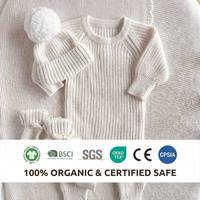 Conjunto de Ropa de Punto de Primera Calidad para Bebé de 3 Piezas, Mono Blanco Sólido, Gorro, Calcetines y Zapatos, Ropa Suave para Otoño e Invierno para Niños y Niñas