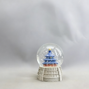 Comunque tempio cielo globo di neve scintillante sfera di resina dipinti a mano tetti azzurri scintillanti fiocchi di neve preservando <span class=keywords><strong>antico</strong></span> cinese - Product Image 5