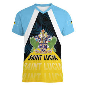 Camiseta Deportiva Personalizada con Cuello en V para Hombre, Diseño <span class=keywords><strong>de</strong></span> la Bandera <span class=keywords><strong>de</strong></span> Santa Lucía, Logotipo <span class=keywords><strong>de</strong></span> la Selección <span class=keywords><strong>de</strong></span> Fútbol <span class=keywords><strong>de</strong></span> Santa Lucía - Product Image 4