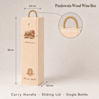 Boîte à vin en bois pour une bouteille avec couvercle coulissant et poignée en corde, en pin naturel, pour emballage en gros