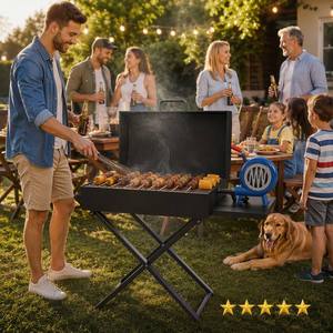 Griglia per Barbecue Pieghevole in Ferro per Campeggio all'Aperto, Fornello Portatile a Carbone con Ventilatore - Product Image 6