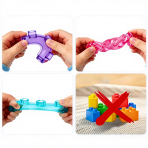 Best Selling Jelly <b>Building</b> Blocks Kids Educational Assembly Toys Soft Rubber Blocks Rainbow Insertable Squeeze Puzzle for Kids - Product Image 5