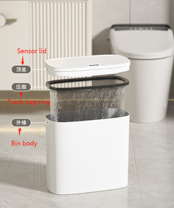 14L phòng tắm Thùng rác có thể có nắp đậy, mỏng thông minh tự động touchless Thùng rác có thể, cảm biến nhựa không thấm nước Thùng rác bin - Product Image 3