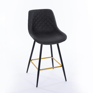 <span class=keywords><strong>Chaise</strong></span> <span class=keywords><strong>de</strong></span> <span class=keywords><strong>bar</strong></span> classique minimaliste <span class=keywords><strong>de</strong></span> haute qualité en fer vintage avec revêtement en poudre noire et repose-pieds doré - Product Image 3