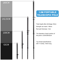 Mètre télescopique en aluminium de 1,8 m/5,91 pi avec échelle en mètres et en pieds pour la topographie et l'ingénierie civile