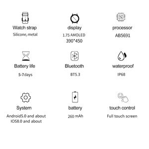 สมาร์ทวอทช์ HK82 หน้าจอ AMOLED 1.75 นิ้ว ความละเอียด 390x450 รองรับการโทรผ่านบลูทูธ NFC วัดอัตราการเต้นของหัวใจ ตรวจจับการนอนหลับ โหมดกีฬาหลากหลายรูปแบบ กันน้ำระดับ IP67 - Product Image 2