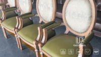 Chaises de salle à manger classiques traditionnelles sur mesure de Real Furniture Factory, style Louis XV du XVIIIe siècle, sculptées, dorées, en tissu, meubles pour la maison