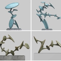 Moderne Abstrakte Fließende Statue in Verschiedenen Stilen Türkisfarbene Abstrakte Kunst für Wohnzimmer/Hotel-Akzent