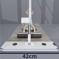Ensemble Vadrouille Plate Sèche et Humide de Haute Qualité avec Manche Extensible pour un Nettoyage en Profondeur, Incluant un Seau de Séparation d'Eau Sale