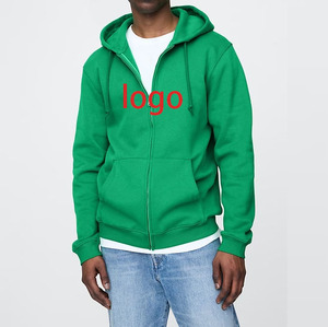 Sweat à capuche en éponge française pour homme sweat-shirt à capuche avec logo personnalisé unisexe sweat-shirt court de grande taille avec fermeture éclair pour vêtements de rue - Product Image 1