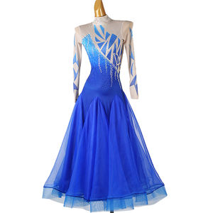 MQ427 Radiant Rhythm Gradient <span class=keywords><strong>Foxtrot</strong></span> Tango Ballroom Dance Dress Performance Competition Costume Customized Blue Women - Product Image 5