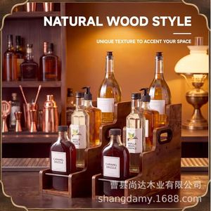Retro wooden spice bottle storage rack, tiered wine display rack, multi-tiered <b>desktop</b> <b>shelf</b> for storage and display. - Product Image 3