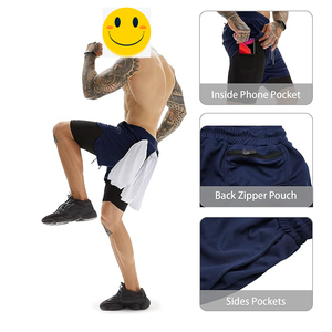 Pantalones Cortos Deportivos Personalizados para Hombre, Pantalones Cortos de Gimnasio de Poliéster y Elastano de 7 Pulgadas de Secado Rápido, Pantalones Cortos de Entrenamiento 2 en 1 para Hombre - Product Image 3