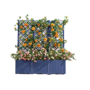 Treillis Lit Surélevé 3 Pots Intérieur Extérieur Jardin Patio Cour Poly Rotin Planteur Promotion Utilisation Pour Plantes Grimpantes - Product Image 1