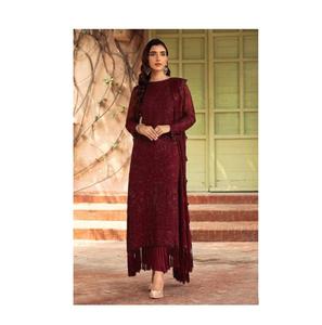 Salwar Kameez paquistaní de la serie de tendencias exclusivas con trabajo de secuencia de bordado con Latkan para ocasiones de boda - Product Image 1