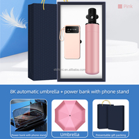 Fabricant de haute qualité Logo personnalisé 10000mAh Business Power Bank support de téléphone + parapluie coffret cadeau sérigraphie en soie