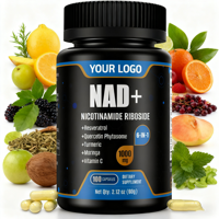 Capsules Naturelles de NAD+, Nicotinamide Riboside, Resvératrol et Quercétine pour Soutenir l'Énergie, la Santé Cellulaire et Favoriser la Jeunesse