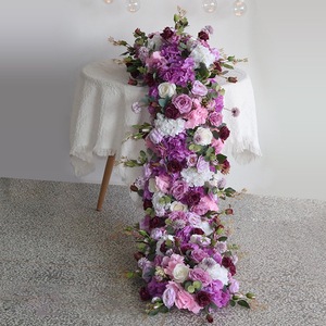 Chemin de table en roses artificielles violettes pour la décoration de mariage, banquet ou scène - Product Image 1
