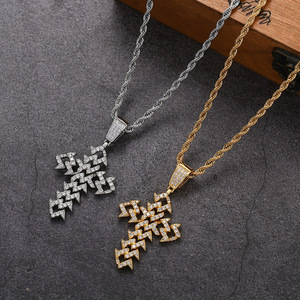 Collar con Colgante de Cruz y Cadena Cubana con Espinas, Estilo Hip Hop para Hombre, de Cobre y Circonio, Regalo Moderno - Product Image 1