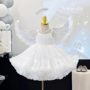 Abito da principessa per bambina, abito a balze in rete primaverile ed estivo, abito con ali d'angelo, abito di compleanno, articoli più venduti - Product Image 1