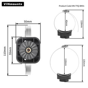 VINmounts multi-mode real-time sonar bracket, stainless steel <b>hose</b> clamp connection adjustable size VIN-TYQ-BK91-114 - Product Image 4